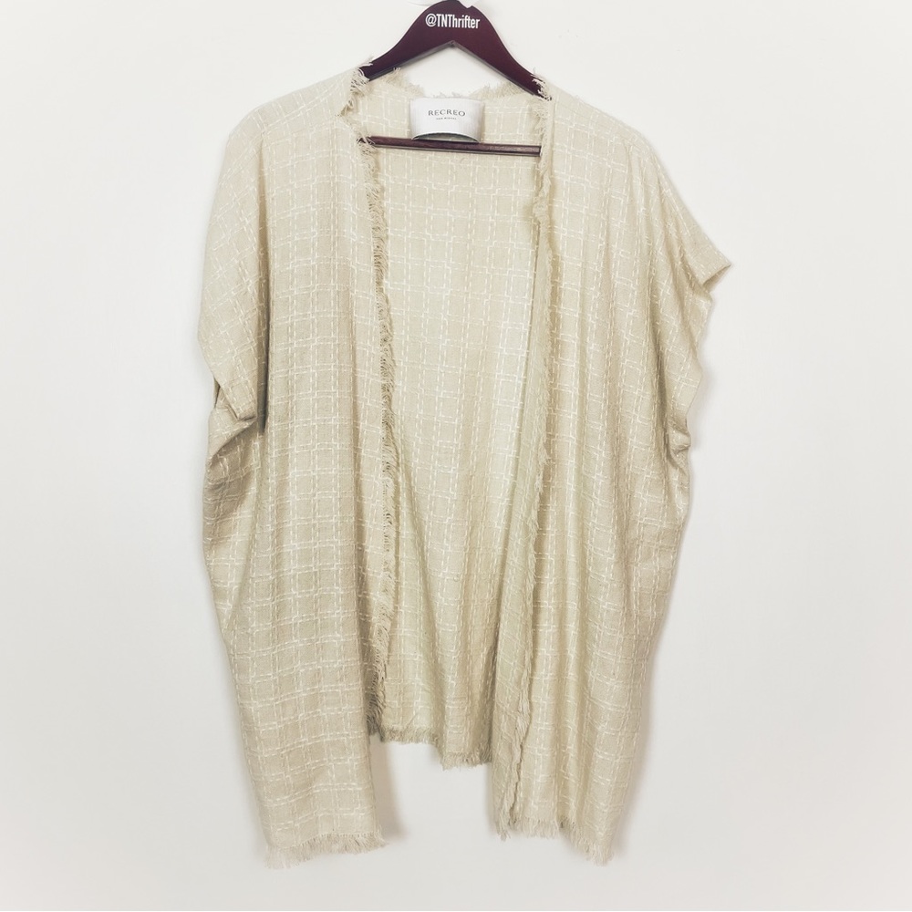 Recreo San Miguel Women's Linen Kimono Sz Medium Neutral Cardigan Beige Bohemian